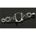 Oval Cabochon X and O Design Bracelet Link