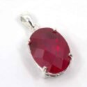 Sterling Lab Created Ruby 14x10mm Oval Dangle Pendant