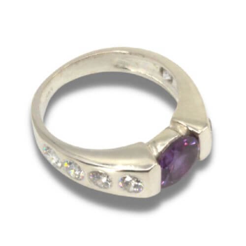 Sterling Alexandrite Lab Sapphire Accented Ring