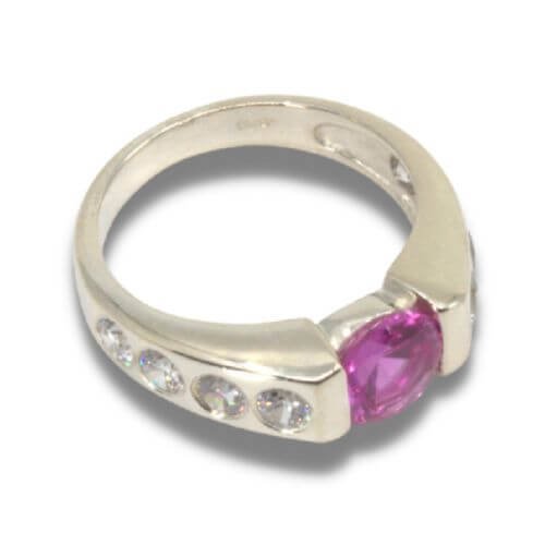 Sterling Lab Pink Sapphire Accented Ring