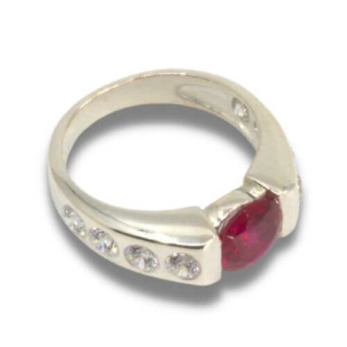 Sterling Lab Ruby Accented Ring
