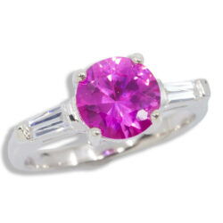 Sterling Lab Created Baguette Accented Ring - Lab Created Pink Sapphire