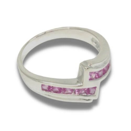 Sterling Channel Set Lab Pink Sapphire Ring