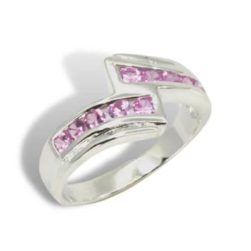 Sterling Channel Set Lab Pink Sapphire Ring