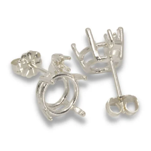 Round Accented Pre-notched Earring Mountings