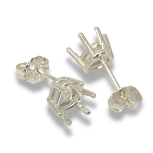 Trillion Six Prong Pre-notched Earring Mountings