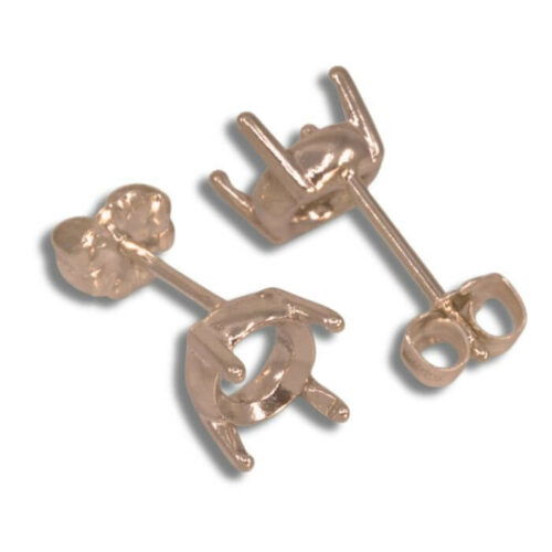 Round Low Profile Pre-notched Earring Mountings - Rose Gold
