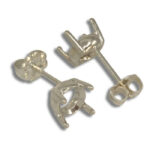 Round Low Profile Pre-notched Earring Mountings - White Gold
