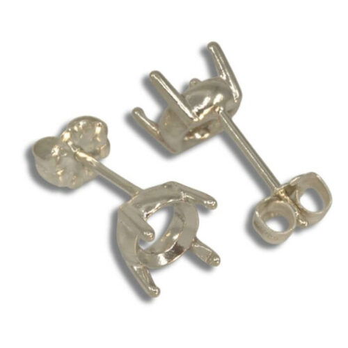 Round Low Profile Pre-notched Earring Mountings - White Gold