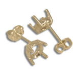 Round Low Profile Pre-notched Earring Mountings - Yellow Gold
