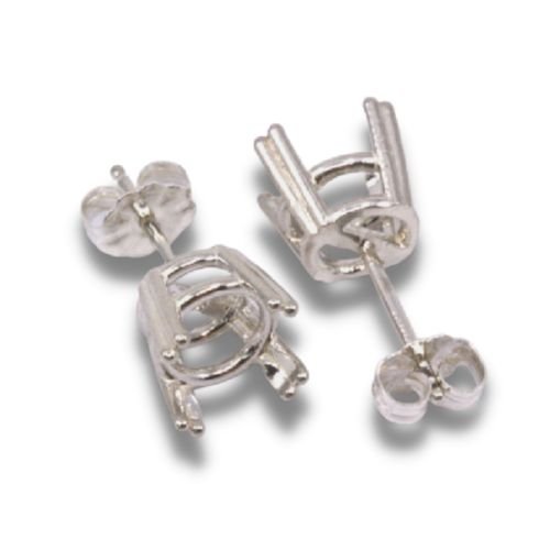 Round Double Prong Basket Pre-notched Earring Mountings