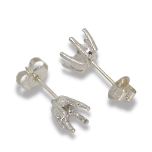 Oval Six Prong Pre-notched Earring Mountings