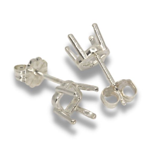 Square Side-Set Low Profile Pre-notched Earring Mountings