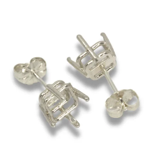 Square Side-Set Pre-notched Earring Mountings