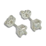 Lab Created Diamond Princess Cut Earring Studs