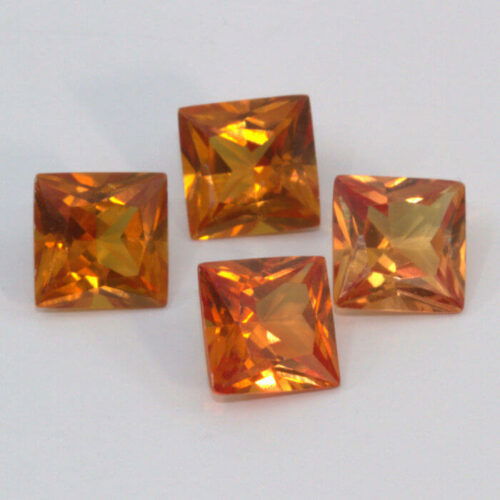 Lab Created Padparadscha 6mm Princess Cut 4 Pack Clearance