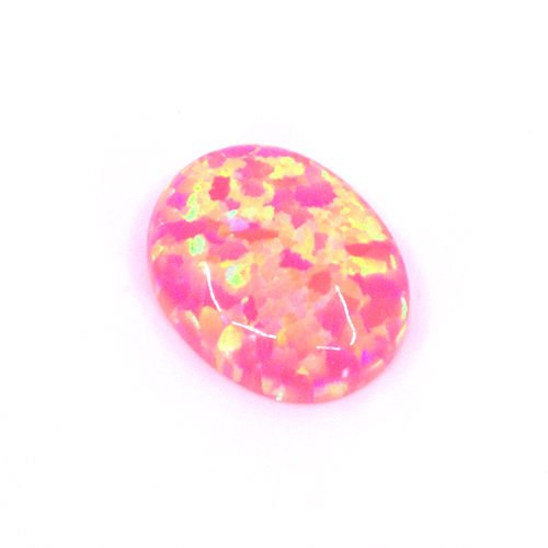 Lab Created Salmon Pink Opal Oval Cabochons - 10x8mm