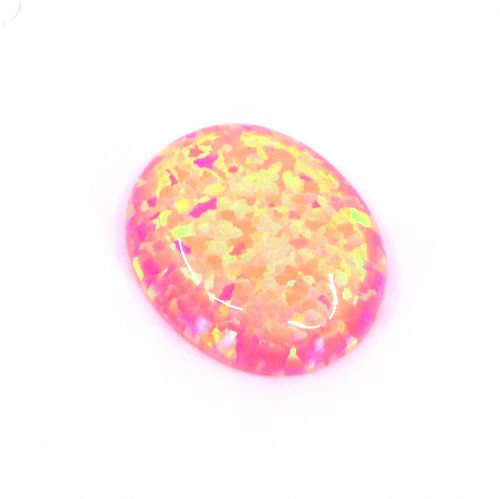 Lab Created Salmon Pink Opal Oval Cabochons - 12x10mm