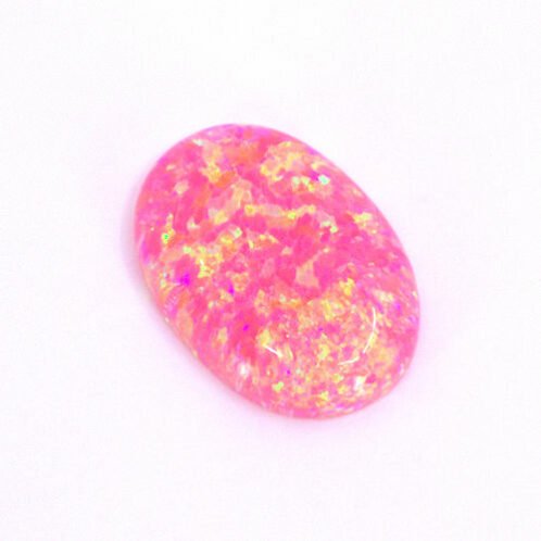 Lab Created Salmon Pink Opal Oval Cabochons - 14x10mm