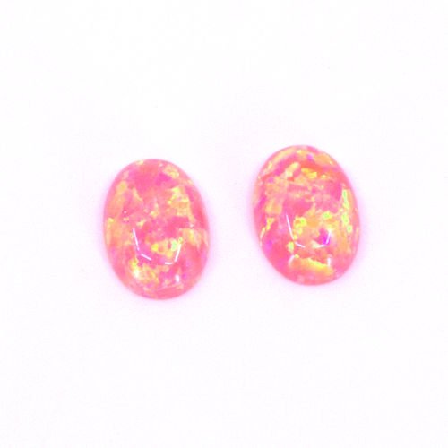 Lab Created Salmon Pink Opal Oval Cabochons - 7x5mm