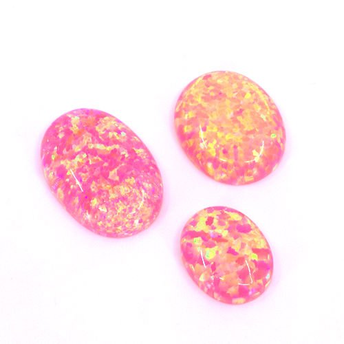 Lab Created Salmon Pink Opal Oval Cabochons