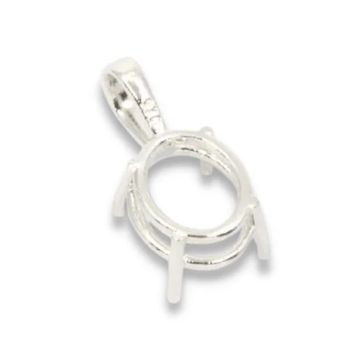 Oval Four Prong Single Bail Pre-notched Pendant Mounting