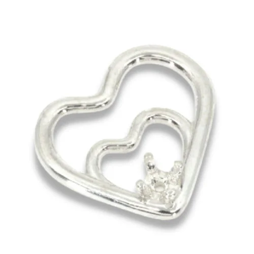 Double Heart Pre-notched Pendant Mounting 4mm