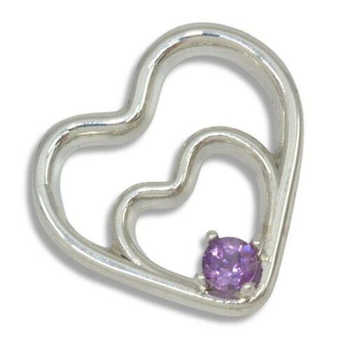 Amethyst Double Heart 4mm Round Pendant