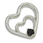 Black Spinel Double Heart 4mm Round Pendant