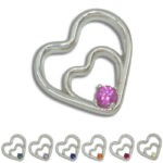 Lab Created Double Heart 4mm Round Pendant