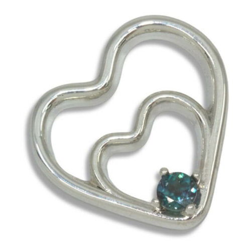 Lab Created Alexandrite Double Heart 4mm Round Pendant