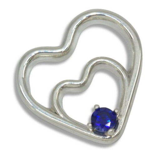 Lab Created Blue Sapphire Double Heart 4mm Round Pendant