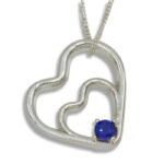 Lab Created Blue Sapphire Double Heart 4mm Round Pendant