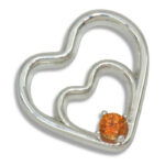 Lab Created Padparadscha Sapphire Double Heart 4mm Round Pendant