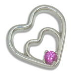 Lab Created Pink Sapphire Double Heart 4mm Round Pendant
