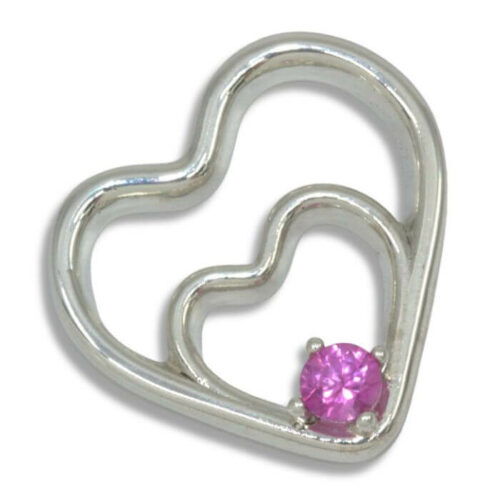 Lab Created Pink Sapphire Double Heart 4mm Round Pendant
