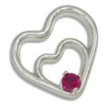 Lab Created Ruby Double Heart 4mm Round Pendant