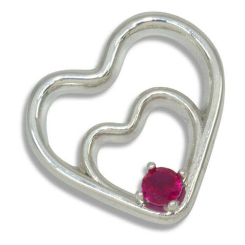 Lab Created Ruby Double Heart 4mm Round Pendant