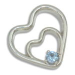 Lab Created Blue Spinel Double Heart 4mm Round Pendant