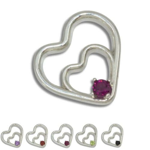 Natural Gemstone Double Heart 4mm Round Pendant