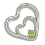 Peridot Double Heart 4mm Round Pendant