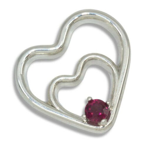 Rhodolite Double Heart 4mm Round Pendant