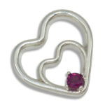 Purple Garnet Double Heart 4mm Round Pendant