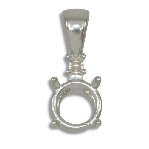 Round Single Accented Solid Bail Pre-notched Pendant Mounting