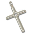 Round Cabochon Cross Pendant Mounting - Sterling Silver