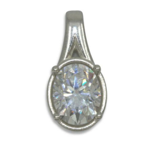 Oval Bezel Design with Prongs Pre-notched Pendant Mounting - Colorless/White Moissanite