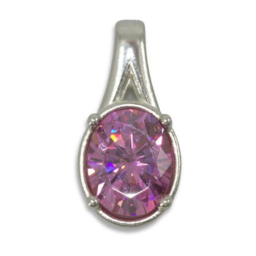 Oval Bezel Design with Prongs Pre-notched Pendant Mounting - Pink Moissanite