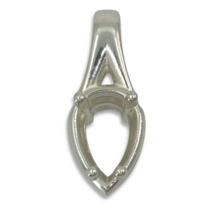 thumbnail image 2 of Vintage Pear Pendant Setting In Sterling Silver. Handmade, Pre-notched, 14x9mm. CP5037SS. Perfect For Your Favorite Stone. 2 of 4