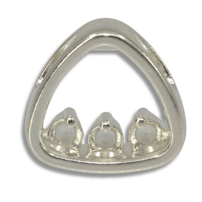 Sterling Silver Three Stone Pendant Setting - Pre-Notched For Easy Jewelry Making