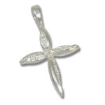 Petal Design 2mm Round Cross Pre-notched Pendant Mounting - Sterling Silver